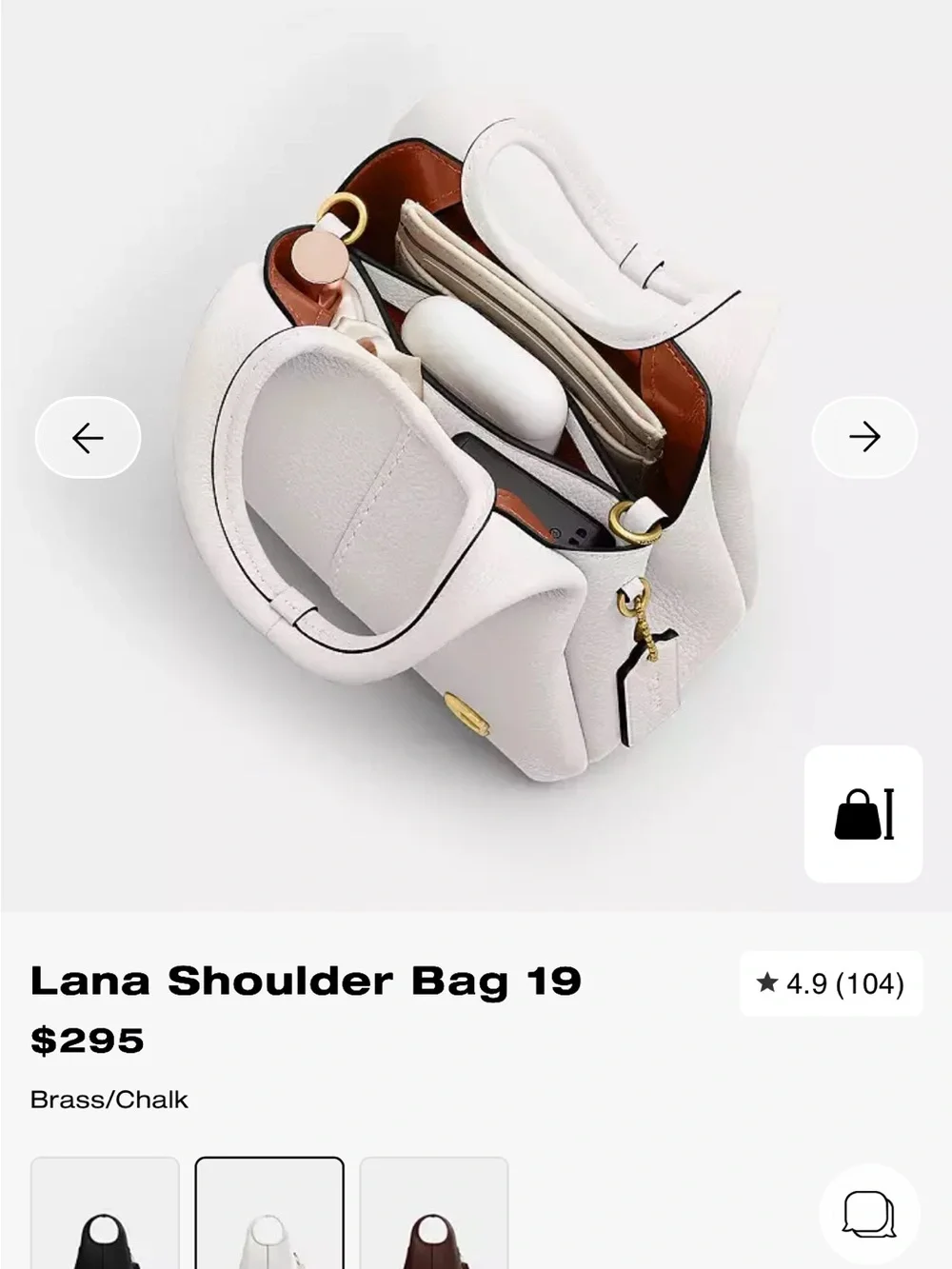 Coach White Pebbled Leather Mini Top-Handle Bag with Gold Accent